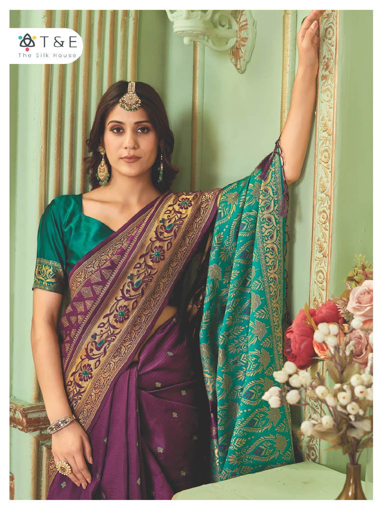 T And E Anika Silk Colors Party Wear Sarees Catalog